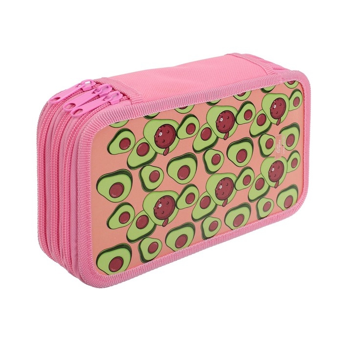 Пенал 3 секции, 125 х 205 х 55 мм, Calligrata 30П26/3 Пенал 3 секции, 125 х 205 х 55 мм, Calligrata 30П26/3 "Авокадо", ламинированный картон