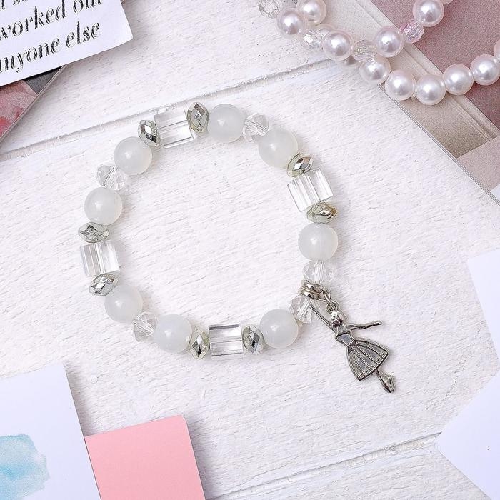 Браслет ассорти «Бусинка» балерина, цвет белый в серебре ,d=6 см Браслет ассорти «Бусинка» балерина, цвет белый в серебре ,d=6 см