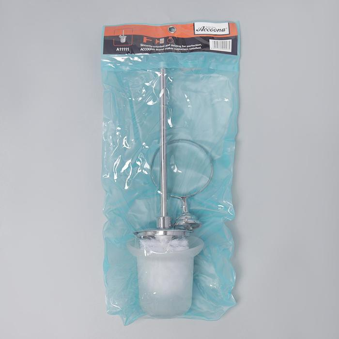 Ёрш для унитаза настенный с крышкой Accoona, 11×14×36 см, стекло, цвет хром Ёрш для унитаза настенный с крышкой Accoona, 11×14×36 см, стекло, цвет хром