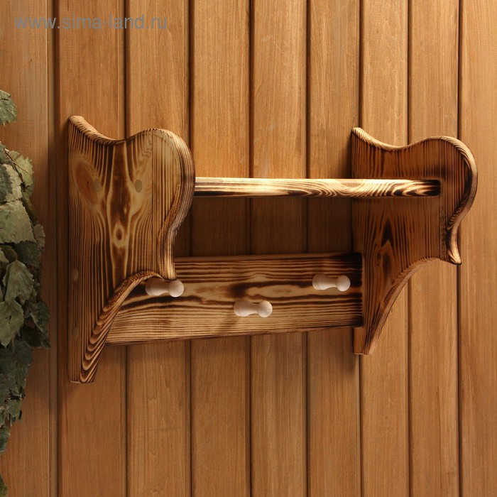 Полка вешалка обожжённая, 3 крючка, 43×27×17 см Полка вешалка обожжённая, 3 крючка, 43×27×17 см