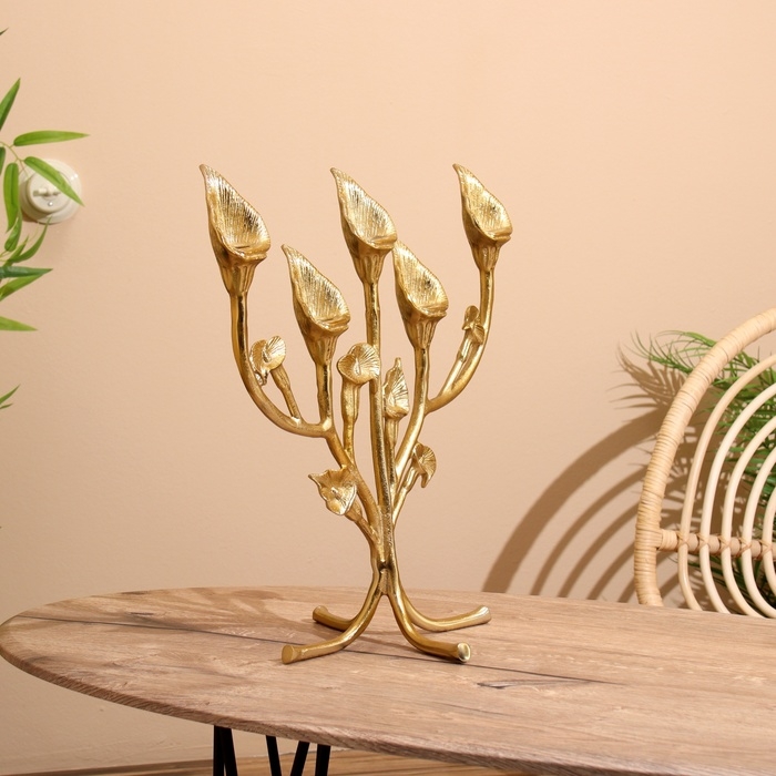 Подсвечник на 5 свечей  Подсвечник на 5 свечей "Цветы" алюминий 47х25х46 см