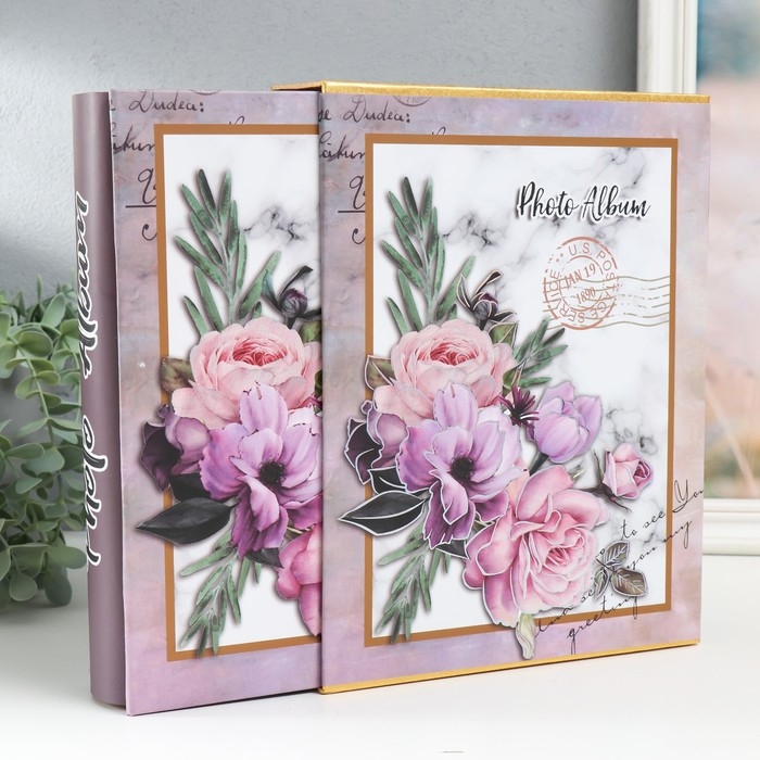 Фотоальбом на 200 фото 10х15 см Фотоальбом на 200 фото 10х15 см "Букет цветов" МИКС 26х20,5х5,7 см
