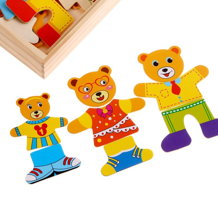 Игрушка развивающая «Переодень мишку» 3,5 × 26,5 × 13,5 см, 54 детали