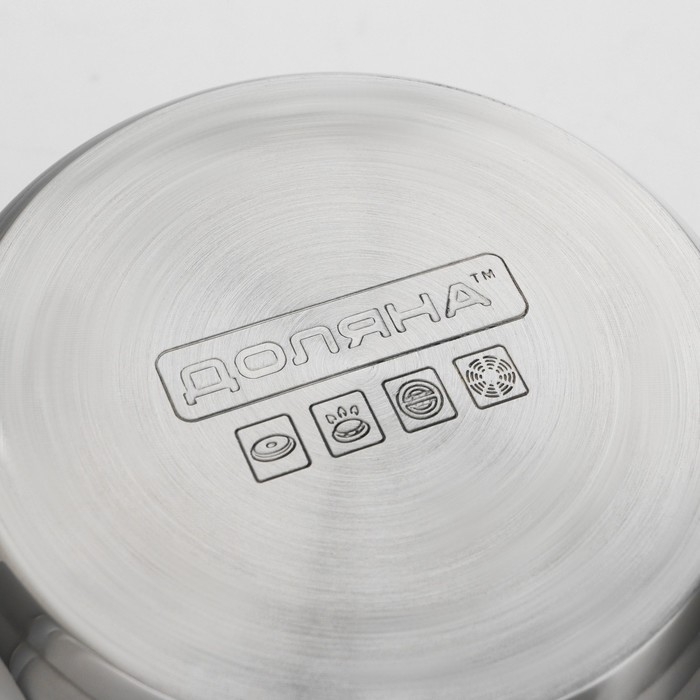 Кастрюля с крышкой из нержавеющей стали Доляна «Классика», 2,2 л, d=19 см, капсульное дно Кастрюля с крышкой из нержавеющей стали Доляна «Классика», 2,2 л, d=19 см, капсульное дно