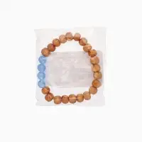 Браслет из сандалового дерева с агатом, длина 18 см, цв. синий