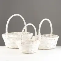 Набор корзин из 3 шт, 38х38х17х 41, 32х32х15х36, 26х26х13х31, белый, ива