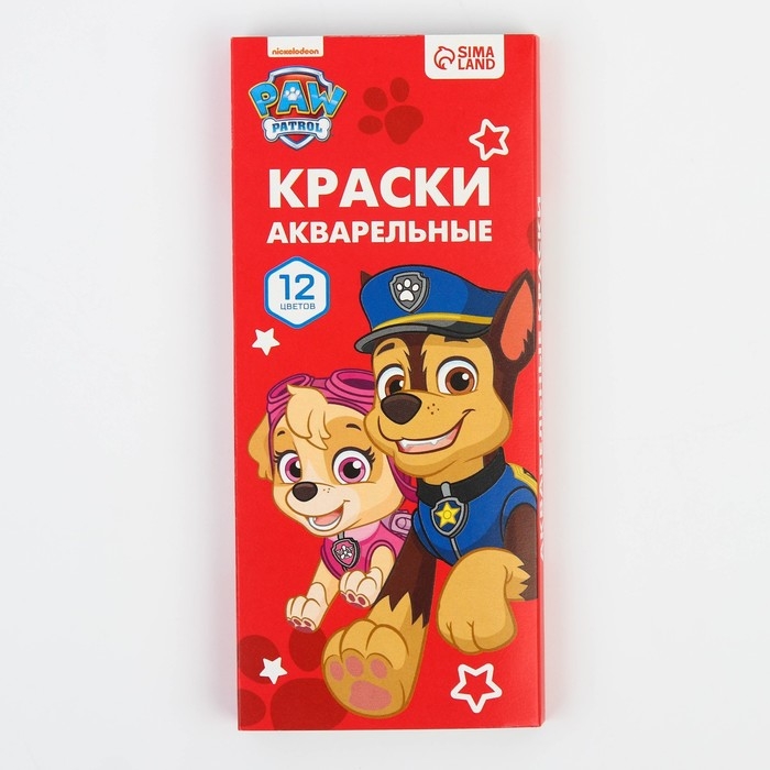 Акварель медовая «Щенячий патруль», 12 цветов, в картонной коробке, без кисти Акварель медовая «Щенячий патруль», 12 цветов, в картонной коробке, без кисти
