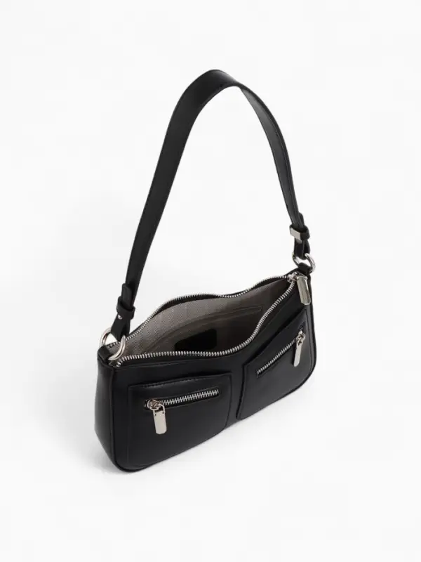 Сумка женская багет TEXTURA на молнии, 21&times;6&times;13 см, чёрная