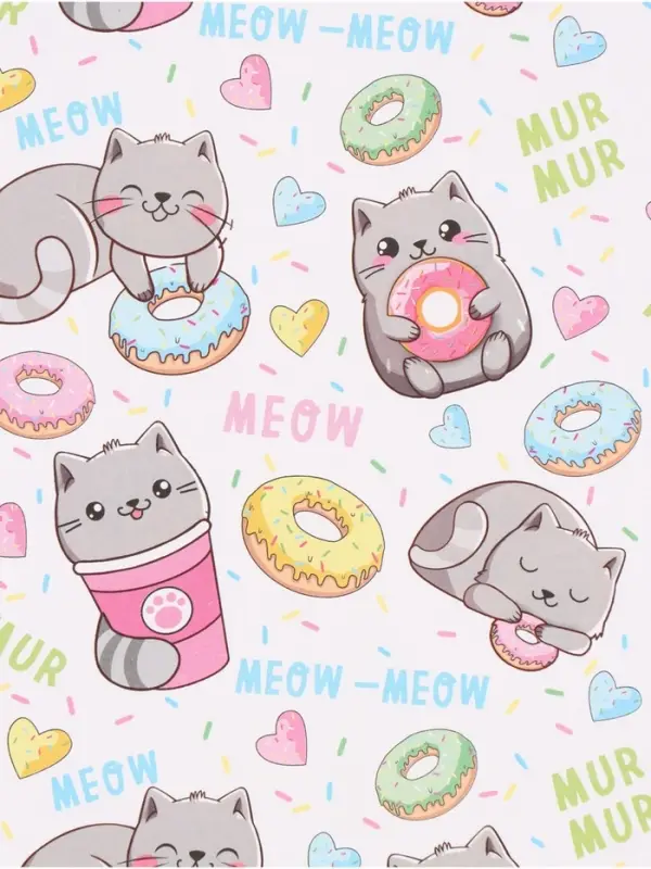 Бумага упаковочная глянцевая &laquo;Котики&raquo;, 70 &times; 100 см