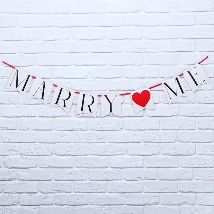 Гирлянда на ленте Marry me, свадебная, 130 см Гирлянда на ленте Marry me, свадебная, 130 см