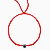 Браслет-оберег «Красная нить» шерстяная, турецкий глаз, цвет синий,30см