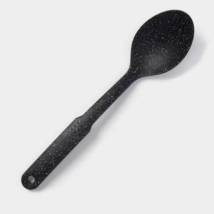 Ложка гарнирная &laquo;Мрамор&raquo;, 30.5 см, пластик, чёрная