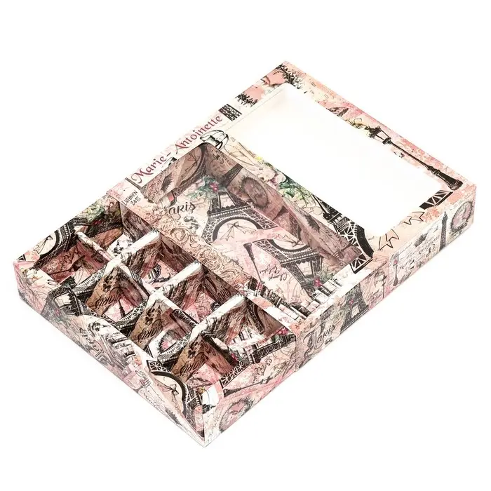 Коробка под 8 конфет + шоколад, с окном, Paris 17.7×17.85×3.85 см