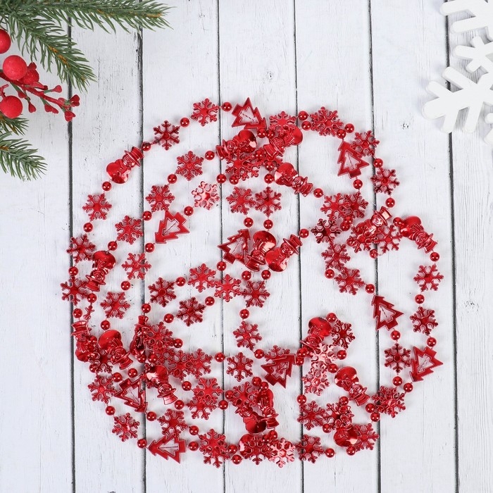 Бусы на ёлку 2,7 м 2,3 см Бусы на ёлку 2,7 м 2,3 см "Снежинки" микс