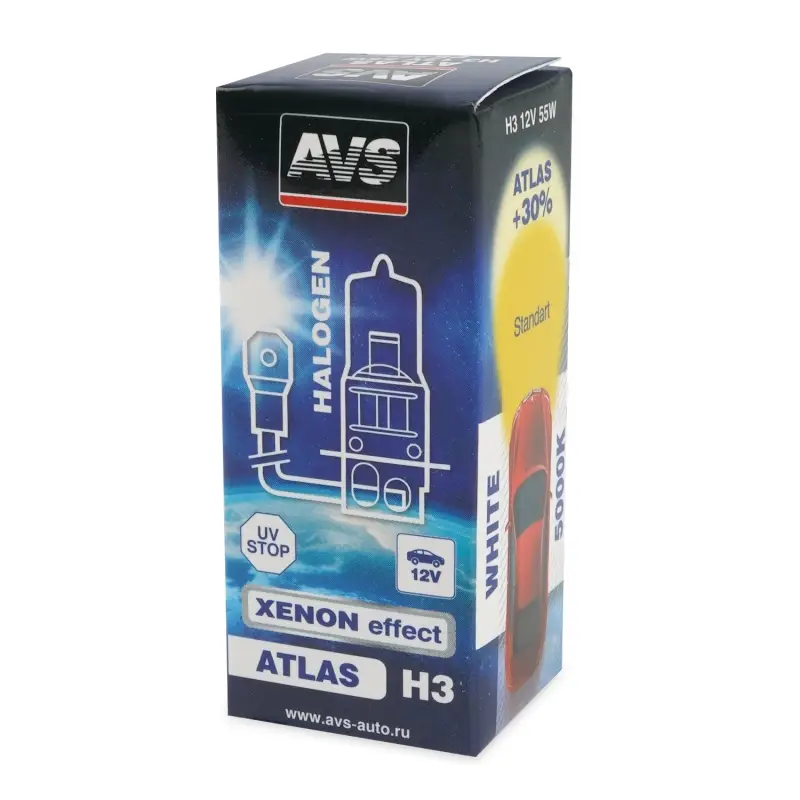 Галогенная лампа AVS ATLAS BOX/5000К/ H3.12V.55W.коробка 1шт.