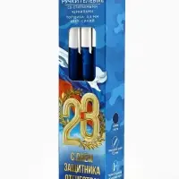 Ручка пиши-стирай, пластик, с колпачком «С 23 февраля!», синяя паста, 0.5 мм