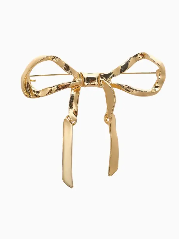 Брошь Брошь "Бантик" нежность, из металла, цвет золото