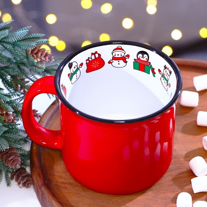 Кружка новогодняя керамическая «С Новым годом!», 450 мл, цвет белый Кружка новогодняя керамическая «С Новым годом!», 450 мл, цвет белый