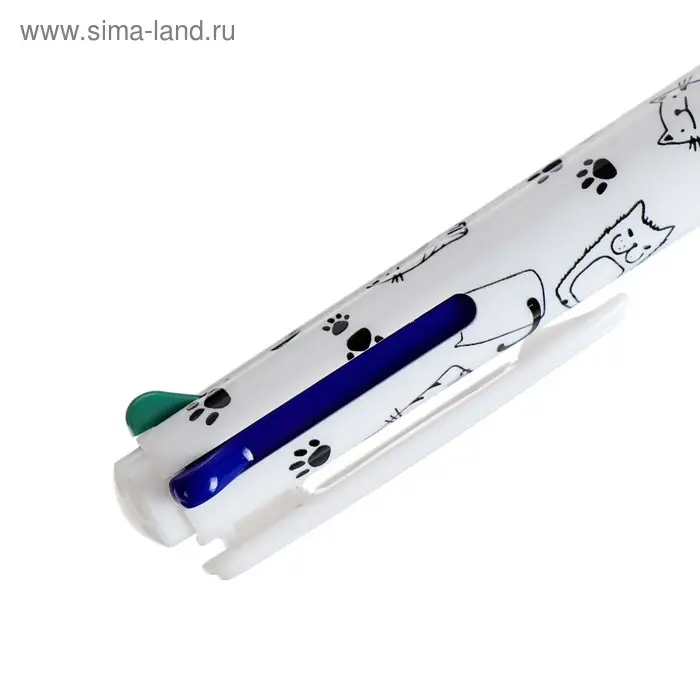 Ручка шариковая многоцветная, автоматическая 4 цвета, цвет корпуса МИКС с рисунком, штрихкод на штуке Ручка шариковая многоцветная, автоматическая 4 цвета, цвет корпуса МИКС с рисунком, штрихкод на штуке