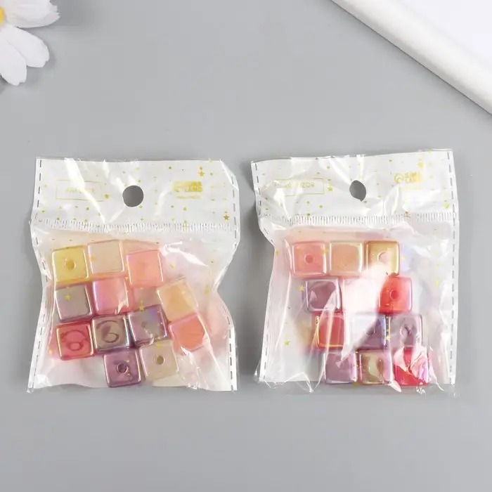 Бусина для творчества пластик "Кубик. Перламутровый блеск" МИКС 1,4х1,4х1,4 см