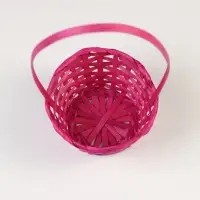 Корзина плетёная для хранения, 13&times;13&times;9.5 см, ручка h=18.5 см, бамбуковая, розовая