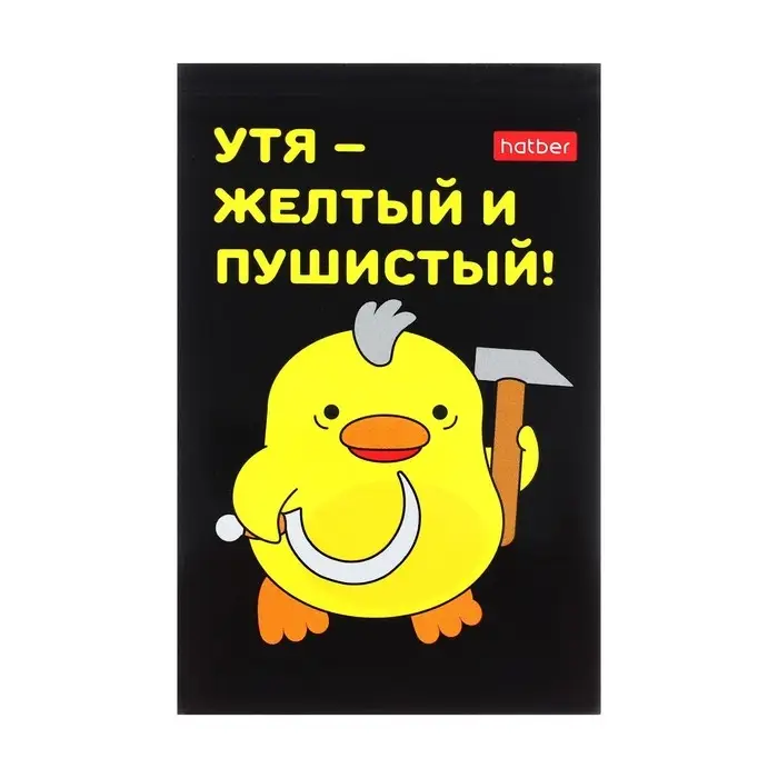 Блокнот А7, 48 листов, в клетку, на склейке, &laquo;УтяКря&raquo;, обложка мелованная бумага, ламинация, трёхцветный блок, блок 60 г/м&sup2;, 5 В МИКС