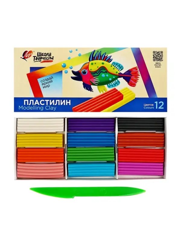Пластилин 12 цветов 240 г &laquo;Школа творчества&raquo;