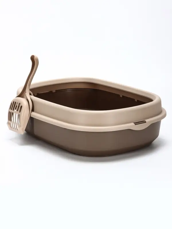 Лоток для кошек &laquo;Фур-Мур&raquo;, 48&times;35.5 см, с бортом и совком, покрытие софт-тач, цвет капучино