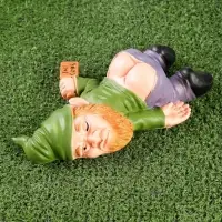 Садовая фигура из полистоуна &laquo;Гном спящий-пьяный&raquo;, 23&times;16&times;7 см