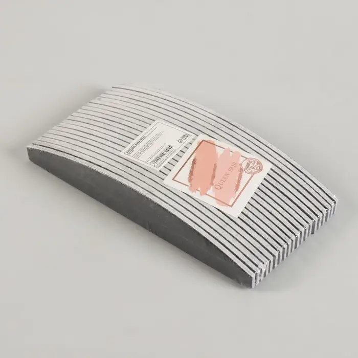 Пилка для ногтей, лодочка, 80/100 грит, 18 см, фасовка 20 шт., чёрная