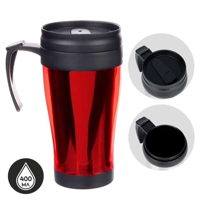 Термокружка, 400 мл, Комфорт Термокружка, 400 мл, Комфорт "Визави", 12 х 17 см, красная