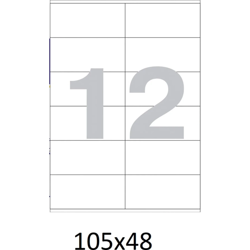 Этикетки самоклеящиеся  105х48 мм, 12   шт. на лист.А4 100л