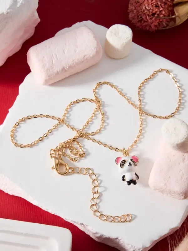 Кулон на цепочке &laquo;Прелесть&raquo;, панда милый, бело-чёрный в золоте, 40 см