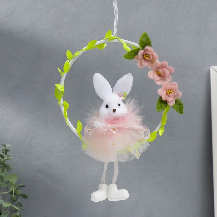 Сувенир подвес Сувенир подвес "Зайка на веночке с цветами" МИКС 15х21 см