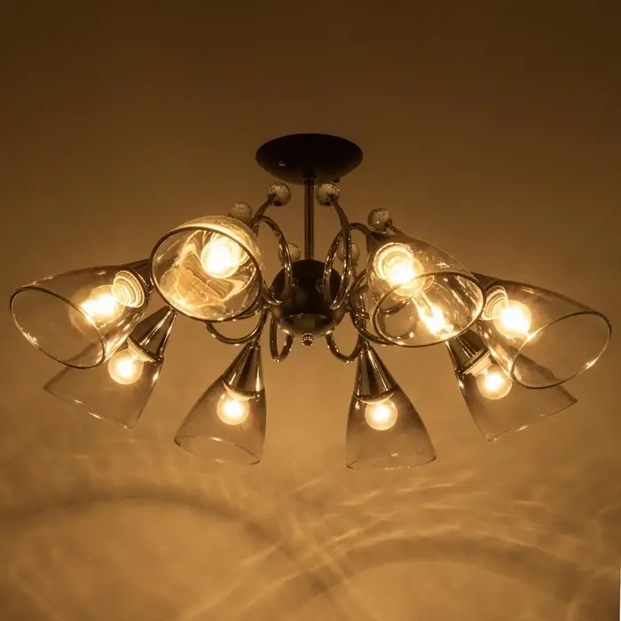 Светильник потолочный BayerLux &laquo;Марианна&raquo;, люстра 8хЕ27, 40 Вт, чёрный, 77&times;77&times;33 см