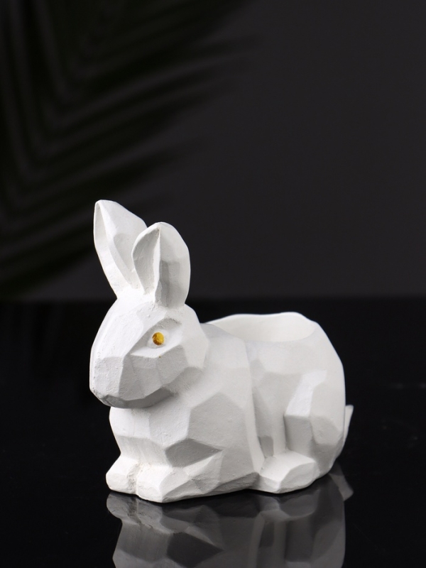 Подсвечник "Заяц геометрический" 8х7х5 см, белый