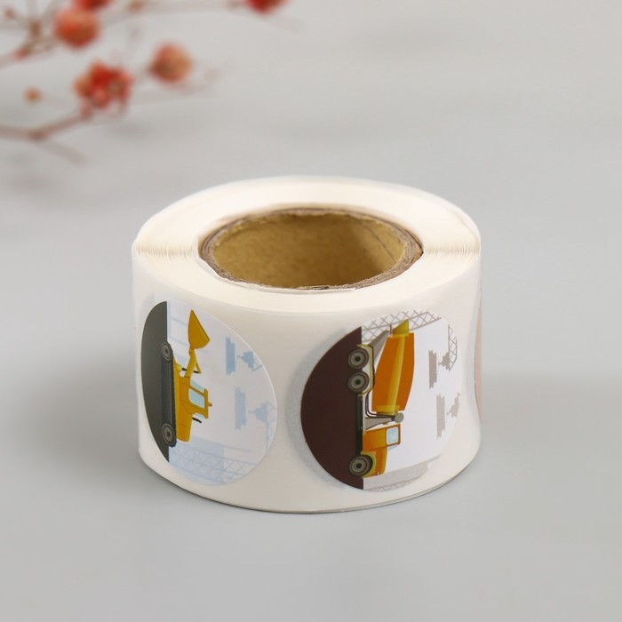 Наклейка бумага Наклейка бумага "Строительная техника" d=2,5 см 252 шт в рулоне