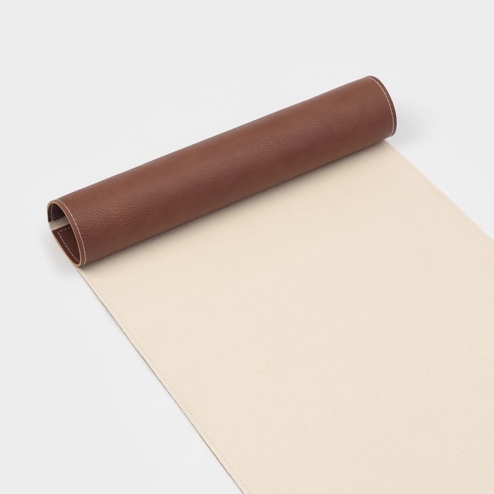 Дорожка на стол Magistro, двухсторонняя, экокожа, хлопок, 91,4×35,5 см, коричневая Дорожка на стол Magistro, двухсторонняя, экокожа, хлопок, 91,4×35,5 см, коричневая