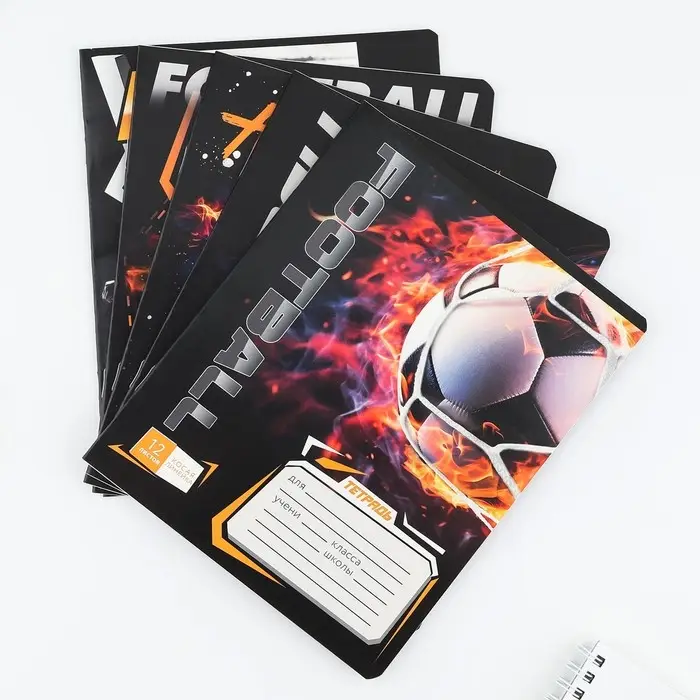 Тетрадь 12 листов в косую линейку, А5, на скрепке, блок №1 &laquo;Мяч&raquo; МИКС