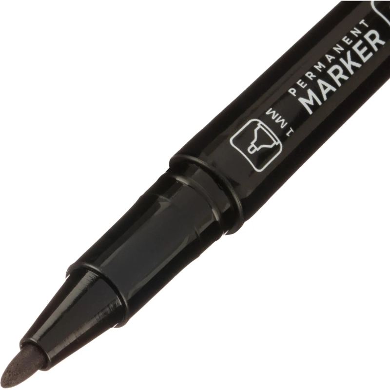 Маркер перманентный Attache 0,4/1мм черный, двусторонний, игольчатый/кругл