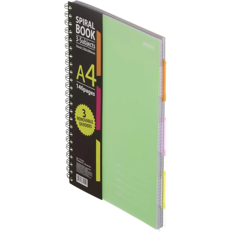 Бизнес-тетрадь 140л,кл,А4,SPIRAL BOOK Салатовый,евросп,обл.пл,раздел.84102