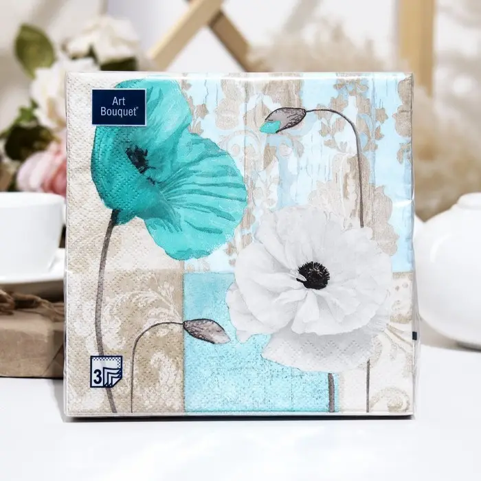 Салфетки бумажные Art Bouquet «Декоративные маки», 3 слоя, 33 x 33