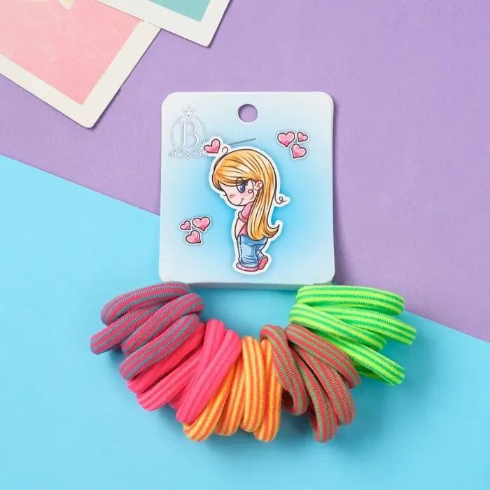 Резинка для волос  Резинка для волос "Амурные дела" (набор 20 шт) любимка, 2,5 см, полоски