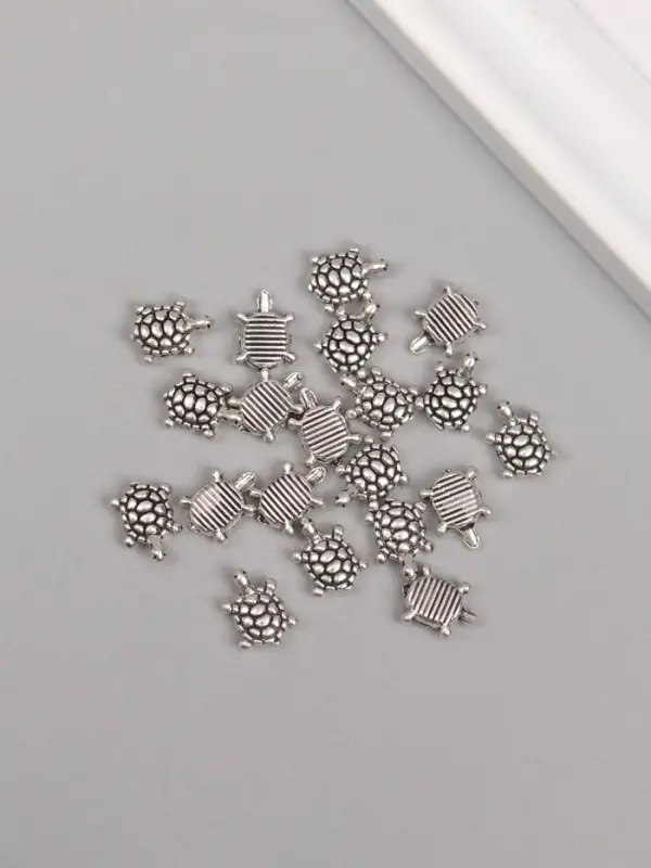 Бусины металл для творчества "Маленькая черепашка" серебро набор 15 шт