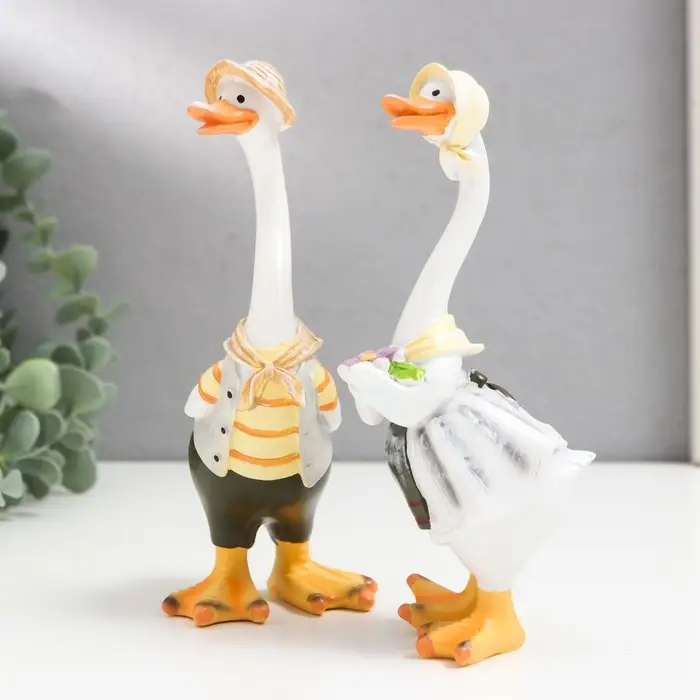 Сувенир полистоун Сувенир полистоун "Гусь с гусыней" набор 2 шт 16,5х7,5х6 см