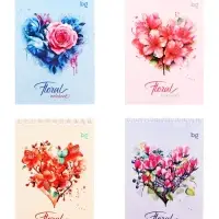 Блокнот А6, 40 листов в клетку, Floral notebook, на гребне, МИКС