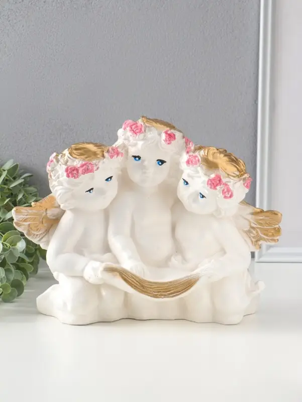 Фигура с подставкой под мелочи "Три ангела" белый, 30х23х16 см