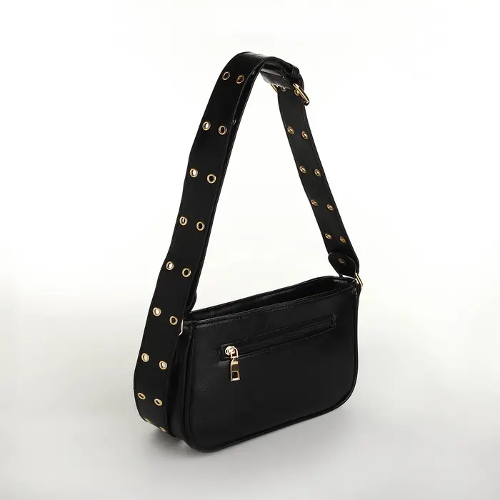 Сумка женская багет на молнии, 25&times;5&times;15 см, чёрная