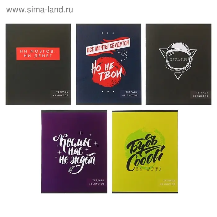 Тетрадь 48 листов в клетку, Calligrata &laquo;Надпись-1&raquo;, МИКС