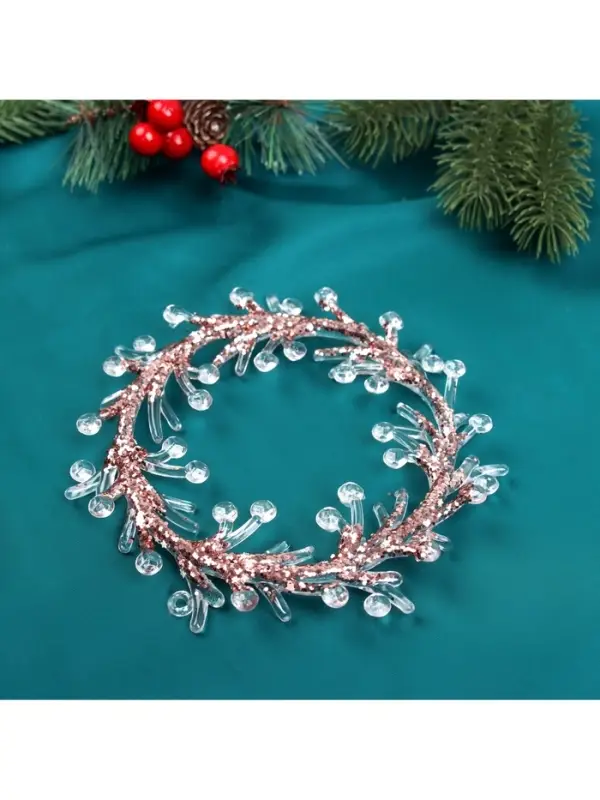 Ёлочная игрушка &laquo;Зимнее волшебство. Венок сияние&raquo; пластик, 14&times;14 см, прозрачно-розовый